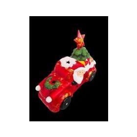 Event Party Store Işıklı Arabalı Noel Baba Yıldızlı Yılbaşı Seramik Figür