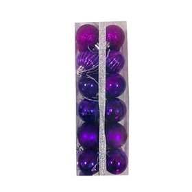 Event Party Store Mor 4 cm 24'lü Plastik Yılbaşı Top Ağaç Süsü Set