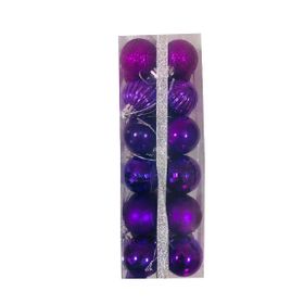 Event Party Store Mor 4 cm 24'lü Plastik Yılbaşı Top Ağaç Süsü Set