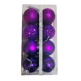 Event Party Store Mor 6 cm 16'lı Yılbaşı Top Ağaç Süsü Karma Set