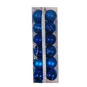 Event Party Store Parlement Mavi 4 cm 24'lü Plastik Yılbaşı Top Ağaç Süsü Set