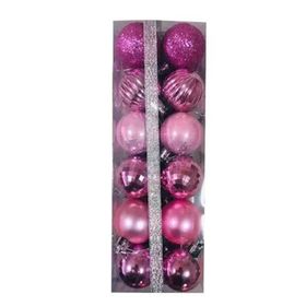 Event Party Store Pembe 4 cm 24'lü Plastik Yılbaşı Top Ağaç Süsü Set