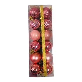 Event Party Store Rose 4 cm 24'lü Plastik Yılbaşı Top Ağaç Süsü Set