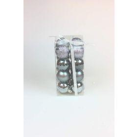 Event Party Store Siyah Gümüş 5 cm 16'lı Yılbaşı Top Ağaç Süsü Karma Set