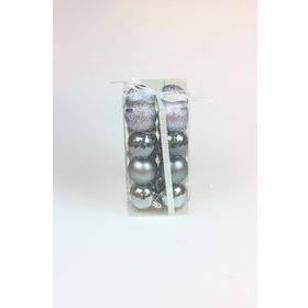 Event Party Store Siyah Gümüş 5 cm 16'lı Yılbaşı Top Ağaç Süsü Karma Set