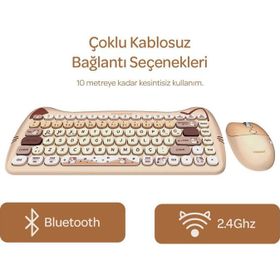Everest Catty Mini KM-6285 Bej TKL Kablosuz Klavye Mouse Seti