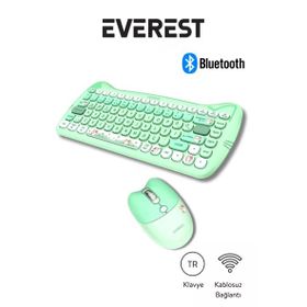Everest Catty Mini KM-6285 Yeşil TKL Kablosuz Klavye Mouse Seti