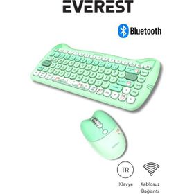 Everest Catty Mini KM-6285 Yeşil TKL Kablosuz Klavye Mouse Seti