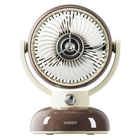 Everest FAN12 Kahve 1200 mAh 3 Hız Kademe Led Işıklı Retro Masaüstü USB Fan Şarjlı Vantilatör