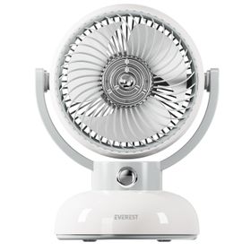 Everest FAN12 Krem 1200 mAh 3 Hız Kademe Led Işıklı Retro Masaüstü USB Fan Şarjlı Vantilatör