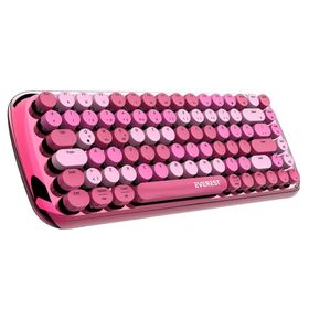 Everest KB-BT09 Parry Renkli Tuşlu Pembe Bluetooth+ 2.4ghz Q Yuvarlak Tuşlu Mekanik Kablosuz Klavye