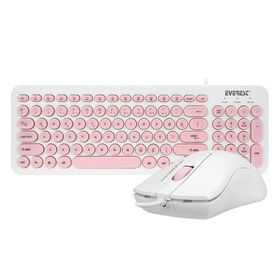 Everest KM-01K Pembe Usb Yuvarlak Tuşlu 3D Mouse Combo LC Layout