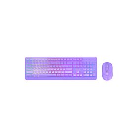 Everest KM-1500 Mor Kablosuz Rainbow Aydınlatmalı Q Multimedia Klavye + Mouse Set