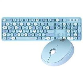 Everest KM-6282 Round Renkli Tuşlu Mavi Kablosuz Q Multimedia Klavye + Mouse Set