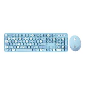 Everest KM-6282 Round Renkli Tuşlu Mavi Kablosuz Q Multimedia Klavye + Mouse Set
