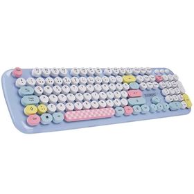 Everest KM-6284 Whisker Renkli Tuşlu Mavi Kablosuz Q Klavye + Mouse Set