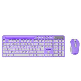 Everest KM-730 Mor Beyaz Kablosuz Q Multimedia Klavye + Mouse Set