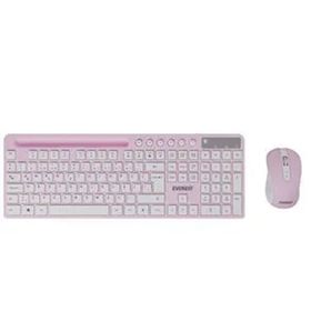 Everest KM-730 Pembe Beyaz Kablosuz Q Multimedia Klavye + Mouse Set