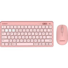 Everest Lumi KM-BT903 Pembe Kablosuz Klavye Mouse Seti