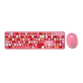 Everest Round KM-6282 Pembe Renkli Daktilo Yuvarlak Tuşlu Pembe Kablosuz Q Multimedia Klavye Mouse Seti