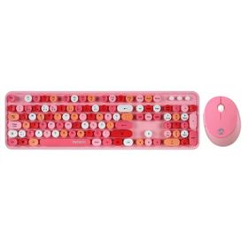 Everest Round KM-6282 Pembe Renkli Daktilo Yuvarlak Tuşlu Pembe Kablosuz Q Multimedia Klavye Mouse Seti