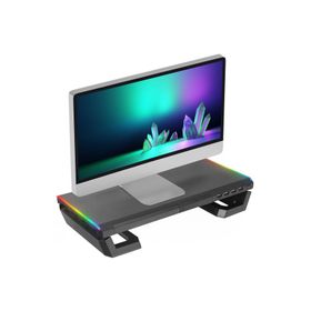 Everest ST1 4 USB RGB Işıklı Katlanabilir Yükseklik Ayarlı Siyah Monitör Standı