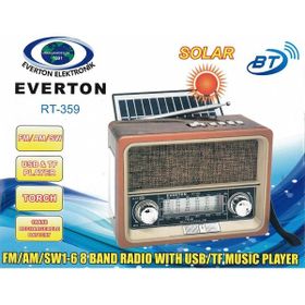 Everton RT-359 FM-AM-SW-Usb&Tf Player Güneş Enerjili Nostaljik Radyo