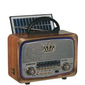 Everton RT-849 Bluetooth FM-USB-TF-AUX Şarjlı Güneş Panelli Nostaljik Radyo Hoparlör