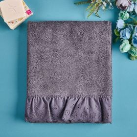 Evidea 50x90 CM Soft Fırfırlı Antrasit Yüz Havlusu