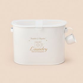 Evidea Bath 12 lt Beyaz 2 Bölmeli Plastik Kapaklı Metal Deterjan Kutusu