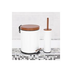 Evidea Bath Ahşap Desenli Beyaz 2’li Banyo Seti