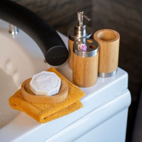 Evidea Bath Bambu Açık Kahverengi 4'lü Banyo Aksesuar Seti