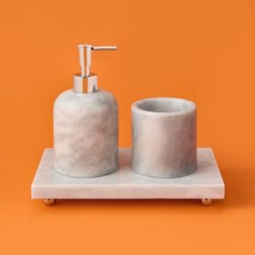 Evidea Bath Gri 3'lü Mermer Banyo Seti