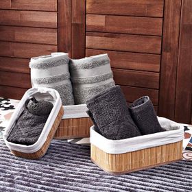 Evidea Bej Deco Style Bambu 3'lü Sepet