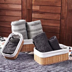Evidea Bej Deco Style Bambu 3'lü Sepet