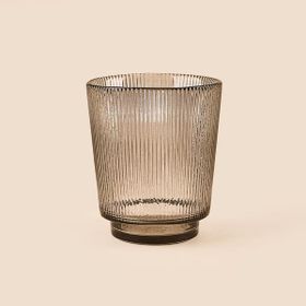 Evidea Deco Çizgili Füme 11 cm Bardak Mumluk