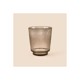 Evidea Deco Çizgili Füme 11 cm Bardak Mumluk