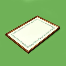 Evidea Deco Dantel Desenli Yeşil / Krem - 28,5x41 cm Dekoratif Tepsi