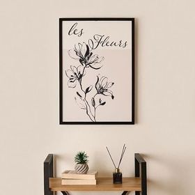 Evidea Deco French Cottage Les Fleurs Siyah 50x70 cm Çerçeveli Tablo