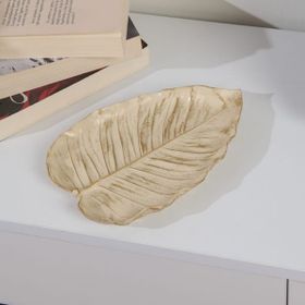 Evidea Deco Leaf Beyaz Gold 24x16 cm Dekoratif Tabak