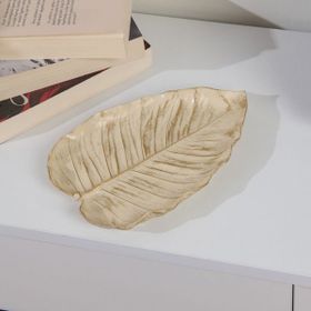Evidea Deco Leaf Beyaz Gold 24x16 cm Dekoratif Tabak