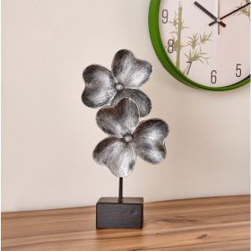 Evidea Deco Yonca Gümüş Siyah 30 cm Dekor