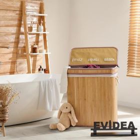 Evidea Deco&Style Bambu Üç Hazneli Katlanır Çamaşır Sepeti