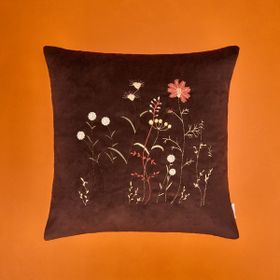 Evidea Flora Soft Kadife Kahverengi 43x43 cm Kırlent
