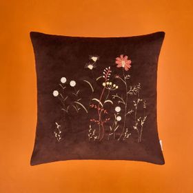 Evidea Flora Soft Kadife Kahverengi 43x43 cm Kırlent