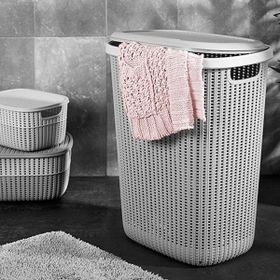 Evidea Gri 57 lt Gondol Knitty Örgü Çamaşır Sepeti