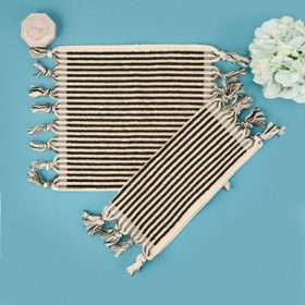 Evidea Helga Soft Ekru Siyah 30x30 CM 2'li Havlu Seti