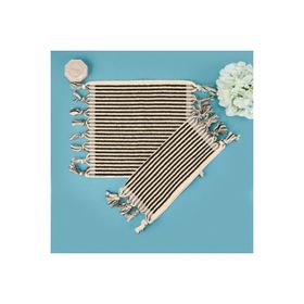 Evidea Helga Soft Ekru Siyah 30x30 CM 2'li Havlu Seti