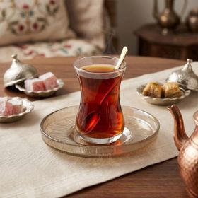 Evidea İpek 14304 12 cm Çizgili Füme Lusterli Çay Tabağı