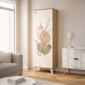 Evidea Just Home Modern Baskılı Beyaz Safir Meşe 136 cm Çok Amaçlı Dolap